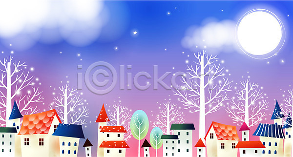 사람없음 EPS 일러스트 겨울 겨울배경 계절 구름(자연) 나무 눈(날씨) 눈송이 달 마을 백그라운드 보름달 사계절 야외 자연 주택 풍경(경치)