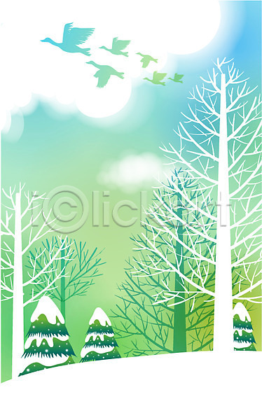 사람없음 EPS 일러스트 겨울 겨울배경 계절 나무 눈(날씨) 동물 백그라운드 사계절 숲 야외 자연 조류 척추동물 철새 풍경(경치)