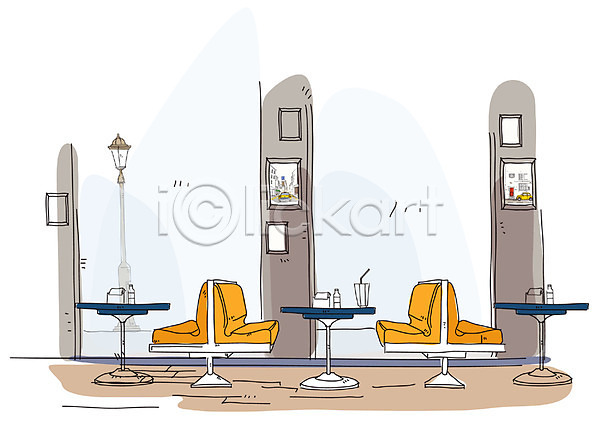 사람없음 EPS 일러스트 도시 백그라운드 상업시설 스케치 식당 실내 의자 카페 탁자 패스트푸드점 풍경(경치)