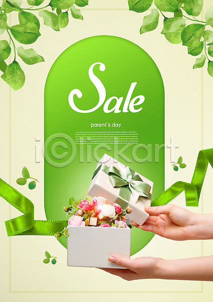 신체부위 PSD 편집이미지 꽃 들기 상자 선물 선물상자 세일 손 어버이날 잎 초록색 카네이션