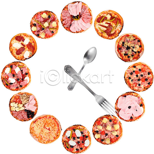 사람없음 JPG 포토 해외이미지 다양 무료이미지 숟가락 시계 컨셉 포크 피자 해외202004