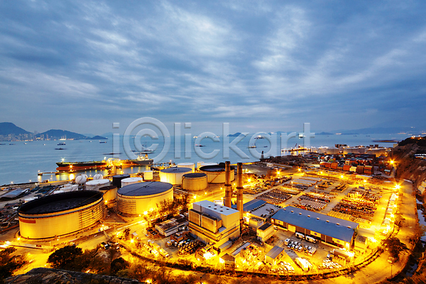사람없음 JPG 포토 해외이미지 공장 무료이미지 빛 야경 야외 일몰 풍경(경치) 하늘 해외202004 홍콩