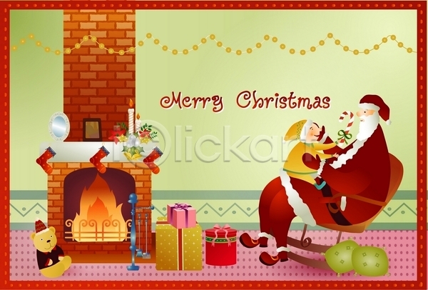 남자 남자만 남자한명만 노년 사람 어린이 한명 EPS 카드템플릿 템플릿 겨울 계절 기념일 산타클로스 실내 앉기 전신 카드(감사) 크리스마스 크리스마스카드 팬시 할아버지