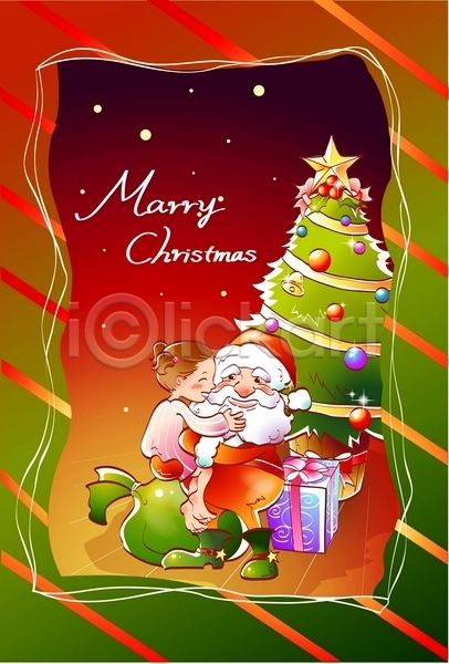 상상 남자 노년 두명 사람 소녀(어린이) 어린이 여자 EPS 카드템플릿 템플릿 겨울 계절 기념일 산타클로스 서기 선물 실내 장식 전신 카드(감사) 크리스마스 크리스마스카드 크리스마스트리 팬시 할아버지