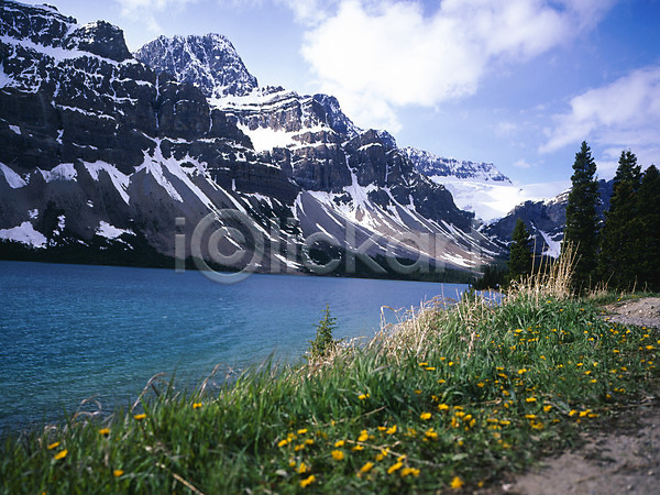 JPG 포토 강 관광지 구름(자연) 꽃 나무 눈(날씨) 북아메리카 산 식물 야외 외국문화 자연 주간 캐나다 풍경(경치) 하늘 해외풍경 호수