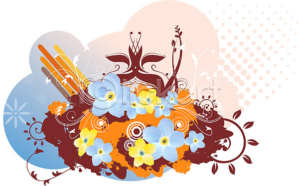 사람없음 EPS 일러스트 템플릿 꽃 꽃백그라운드 무늬 문양 물망초 백그라운드 식물 자연 줄기 팝아트 퓨전