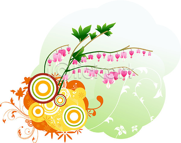 사람없음 EPS 실루엣 일러스트 템플릿 금낭화 꽃 꽃백그라운드 무늬 문양 백그라운드 분홍색 식물 자연 줄기 팝아트 퓨전