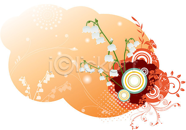 사람없음 EPS 실루엣 일러스트 템플릿 꽃 꽃백그라운드 무늬 문양 백그라운드 식물 은방울꽃 자연 줄기 팝아트 퓨전