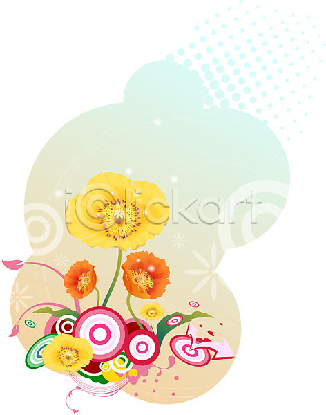 사람없음 EPS 실루엣 일러스트 템플릿 꽃 꽃백그라운드 무늬 문양 백그라운드 식물 양귀비 자연 줄기 팝아트 퓨전
