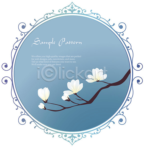 사람없음 EPS 일러스트 꽃 꽃백그라운드 나뭇가지 디자인 목련 목련나무 무늬 문양 문자 백그라운드 봄꽃 식물 식물문양 알파벳 여러송이 영어 원형 자연 컬러 파란색 패턴 흰색