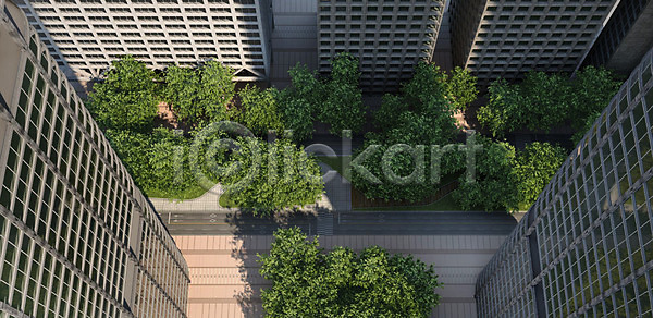 사람없음 3D PSD 디지털합성 편집이미지 하이앵글 3D소스 공원 나무 녹지 도시 도심 백그라운드 빌딩 야외 정원 주간 풍경(경치)