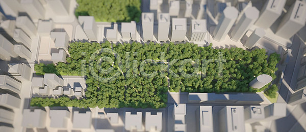 사람없음 3D PSD 디지털합성 편집이미지 하이앵글 3D소스 공원 나무 녹지 도시 도심 백그라운드 빌딩 야외 정원 주간 풍경(경치)