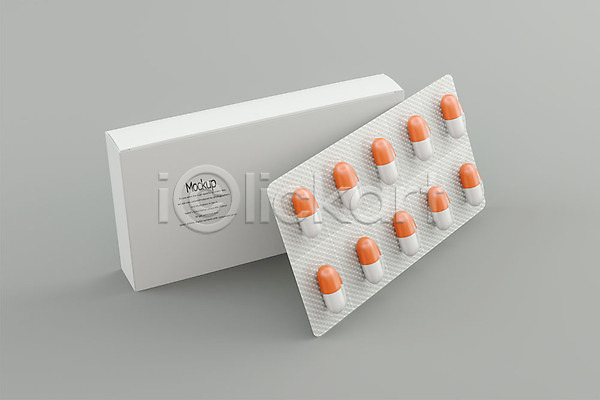 사람없음 3D PSD 디지털합성 편집이미지 3D소스 목업 상자 알약 약 약상자 의약용품 의학 패키지 편집 편집소스 회색배경
