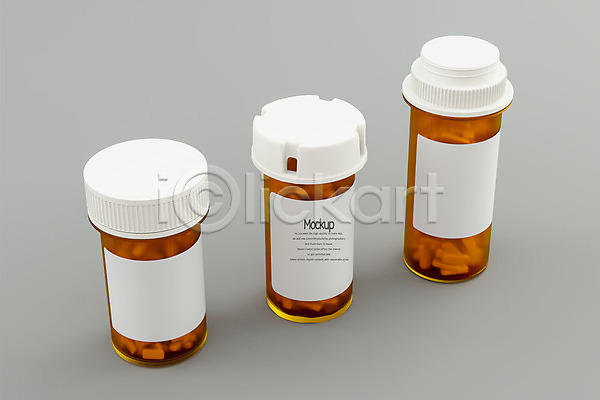 사람없음 3D PSD 디지털합성 편집이미지 3D소스 목업 알약 약 약병 의약용품 의학 패키지 편집 편집소스 회색배경