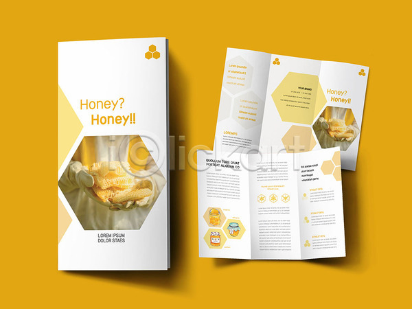 두명 사람 사람없음 신체부위 한명 INDD ZIP 인디자인 템플릿 3단접지 건강 꿀 내지 노란색 들기 리플렛 손 양봉 음식 팜플렛 표지 표지디자인