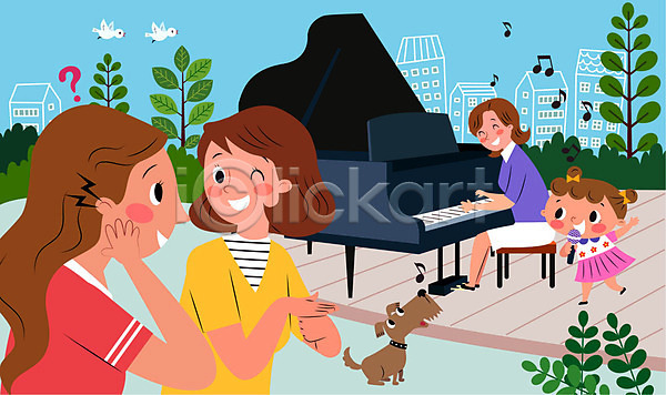 사람 성인 어린이 여러명 여자 여자만 AI(파일형식) 일러스트 강아지 개 공연 나무 나뭇잎 노래 돌봄 돌봄서비스 반려 반려견 상반신 수어(수화언어) 연주 음표 장애인 전신 청각장애인 통역 피아노(악기) 한마리
