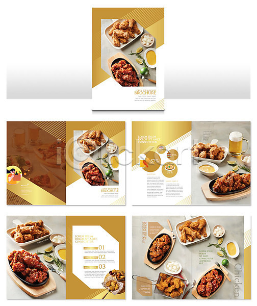 사람없음 INDD ZIP 인디자인 템플릿 금색 리플렛 맥주 소스(음식) 식탁 음식 치맥 치킨 팜플렛 포크