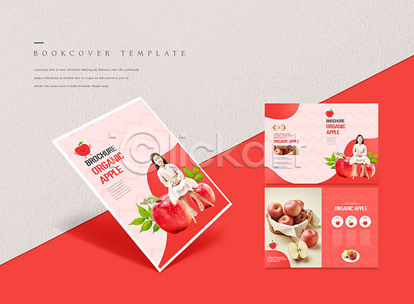 두명 사람 소녀(어린이) 소녀만 어린이 여자 한국인 PSD ZIP 템플릿 과일 나뭇잎 내지 리플렛 북디자인 북커버 빨간색 사과 앉기 유기농 출판디자인 팜플렛 표지 표지디자인