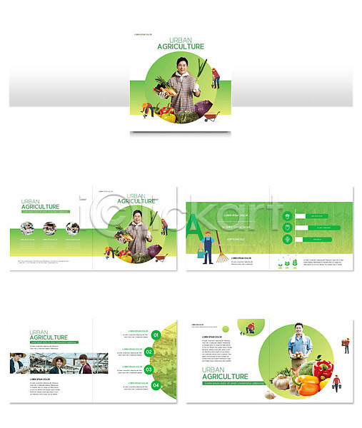 20대 30대 40대 남자 남자만 사람 성인 여러명 중년 한국인 INDD ZIP 인디자인 템플릿 농부 농작물 들기 리플렛 채소 청년농부 초록색 팜플렛