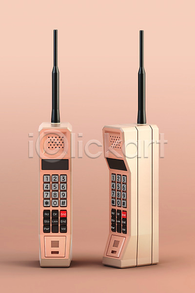 빈티지 사람없음 3D PSD 디지털합성 입체 편집이미지 3D소스 뉴트로 두개 복고 분홍색배경 오브젝트 전화기 통화 편집소스