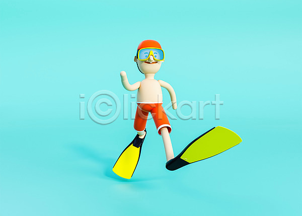 남자 남자한명만 사람 3D PSD 디지털합성 편집이미지 3D소스 3D캐릭터 방학 백그라운드 스노클링 스노클링용품 여름(계절) 여행 캐릭터 휴가