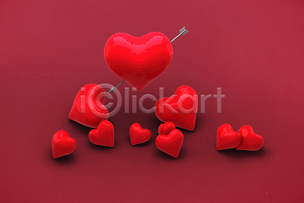 사랑 사람없음 JPG 포토 해외이미지 발렌타인데이 빨간배경 하트 해외202007 화살