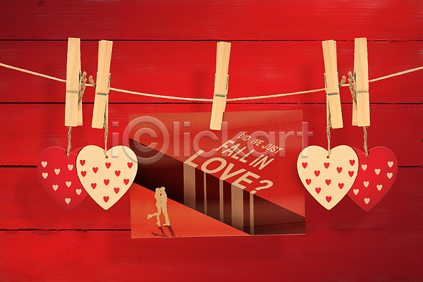 사랑 사람없음 JPG 포토 해외이미지 발렌타인데이 빨간배경 장식 집게 하트 해외202007