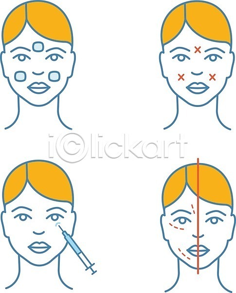 사람없음 EPS 아이콘 일러스트 해외이미지 성형수술 얼굴 주사기 클립아트 표시 피부관리 해외202007