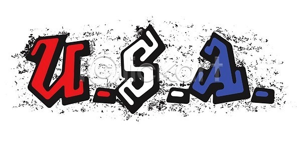 EPS 일러스트 해외이미지 고립 그래피티 그런지 그리기 그림 미국 미술 벽 분무기 빨간색 텍스트 파란색 페인트 해외202007 해외일러스트 흰색