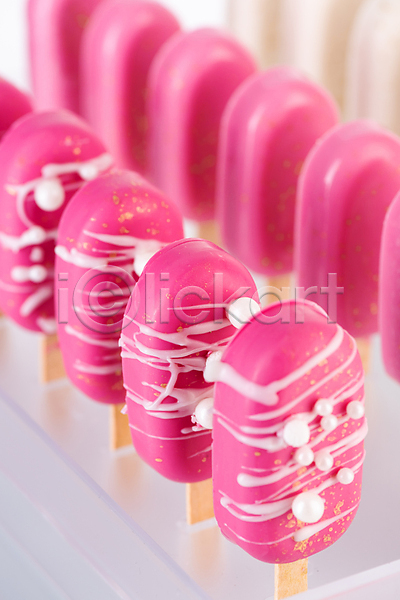 사람없음 JPG 포토 해외이미지 막대아이스크림 분홍색 여러개 일렬 장식