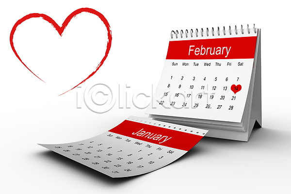 사랑 사람없음 JPG 포토 해외이미지 2월 달력 발렌타인데이 하트 해외202007 흰배경
