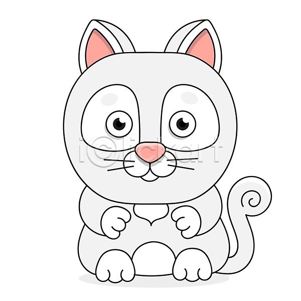 사람없음 EPS 일러스트 해외이미지 고양이 반려동물 색칠공부 젠탱글 해외202007 흰색