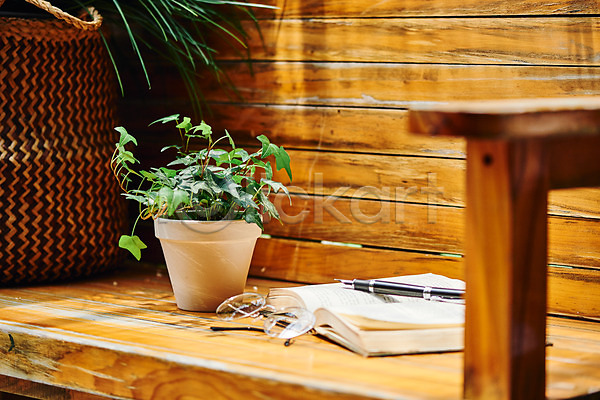 감성 사람없음 JPG 포토 벤치 볼펜 식물 아이비 안경 야외 오브젝트 의자 주간 책 화분 화초