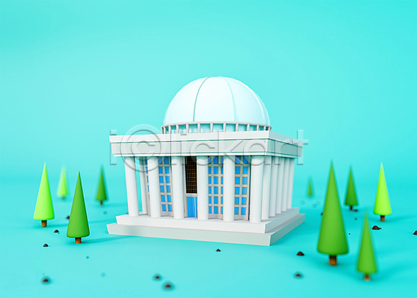 귀여움 사람없음 3D PSD 디지털합성 입체 편집이미지 3D소스 건물 국회 국회의사당 나무 로우폴리 오브젝트 파란색 편집 편집소스
