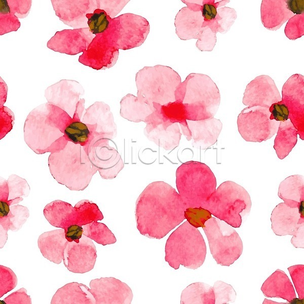 사람없음 EPS 일러스트 해외이미지 꽃무늬 무료이미지 분홍색 수채화(물감) 패턴 해외202008 해외202105