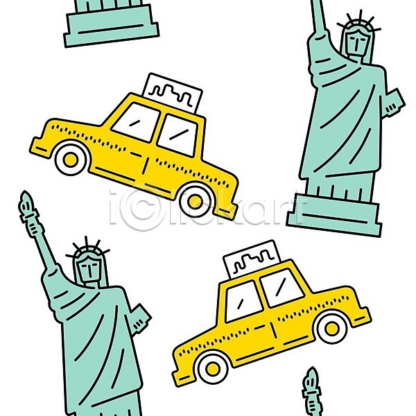 사람없음 EPS 일러스트 해외이미지 미국 백그라운드 여행 카툰스타일 택시 해외202008