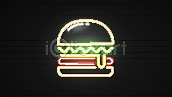 사람없음 EPS 일러스트 해외이미지 네온 디자인 음식 해외202008 햄버거