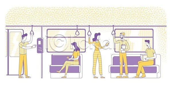 복잡 스마트 아이디어 사람 EPS 실루엣 일러스트 해외이미지 가로 교외 구성 그룹 그림 기차 낙서 노란색 도시 디지털 만화 미니멀 미술 백그라운드 보라색 선 손목시계 숫자 스케치 스타일 심플 얇은 여행 윤곽 일러캐릭터 일반 장면 전자 전철 지하 캐릭터 컨셉 타격 통과 티켓 플랫 해외202008 해외일러스트