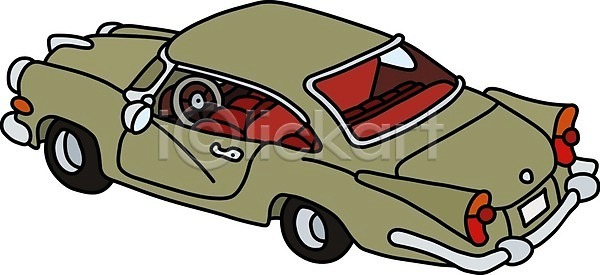 클래식 EPS 일러스트 해외이미지 교통시설 금속 도로 땅 리무진 만화 모터 복고 빨간색 옛날 올리브 자동차 초록색 크림 큼 해외202008 해외일러스트 회색 흰색