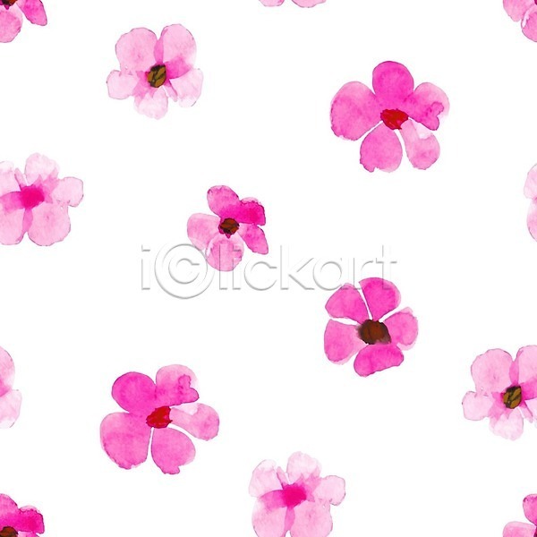 사람없음 EPS 일러스트 해외이미지 꽃 꽃무늬 분홍색 수채화(물감) 패턴 해외202008