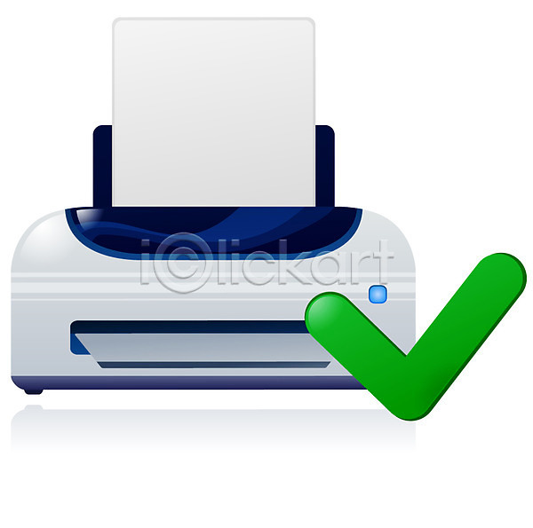 사람없음 EPS 아이콘 웹아이콘 사무기기 사무용품 실행 인쇄기 종이 체크표시