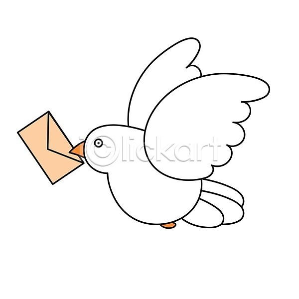 사람없음 EPS 일러스트 해외이미지 동물캐릭터 물기(모션) 비둘기 편지 해외202008