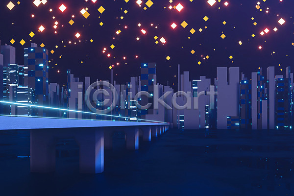 사람없음 EPS 실루엣 일러스트 해외이미지 강 건물 고층빌딩 그라데이션 네온 다리(건축물) 도시 반사 반짝임 보라색 빛 스카이라인 파란색