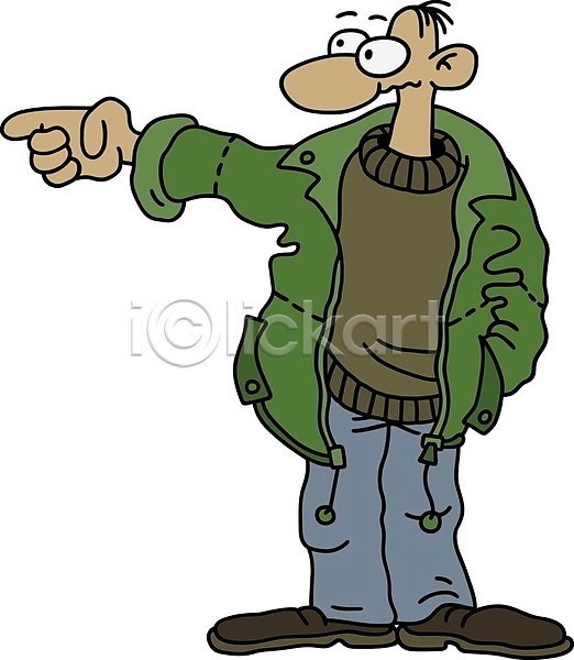 사람 EPS 일러스트 해외이미지 갈색 만화 스웨터 재킷 청바지 초록색 코트 파란색 해외202008 회색