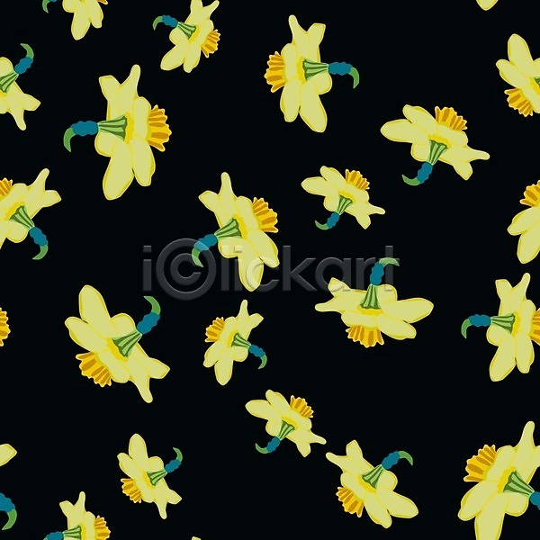 사람없음 EPS 일러스트 해외이미지 검은색 꽃 꽃무늬 노란색 해외202008