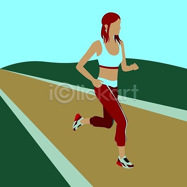 성인 성인여자한명만 여자 한명 EPS 일러스트 해외이미지 건강 달리기 운동 운동복 전신 조깅 해외202008