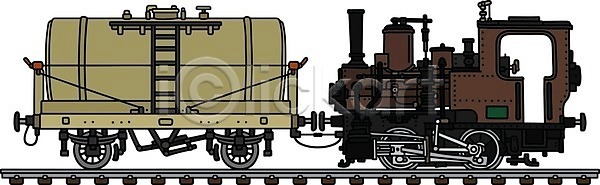클래식 EPS 일러스트 해외이미지 갈색 검은색 교통시설 기계 기름 기차 만화 복고 수증기 수확 엔진 연료 옛날 작음 탱크 해외202008 해외일러스트
