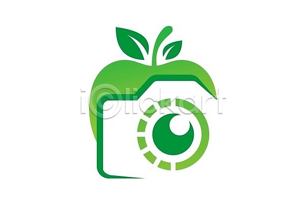 사람없음 EPS 그린아이콘 해외이미지 나뭇잎 사과 에코 초록색 카메라 해외202008