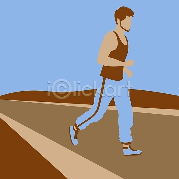 남자 성인 성인남자한명만 한명 EPS 일러스트 해외이미지 건강 달리기 운동 전신 조깅 해외202008