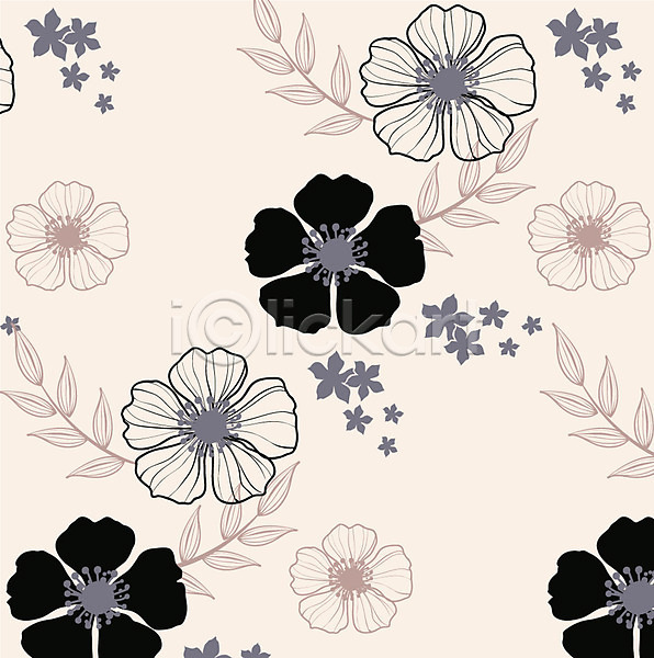 사람없음 EPS 일러스트 꽃 꽃무늬 나뭇잎 백그라운드 패턴